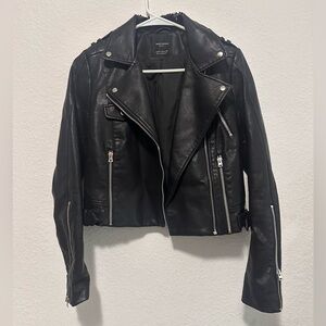 Zara Women's Black Leather Jacket size XS